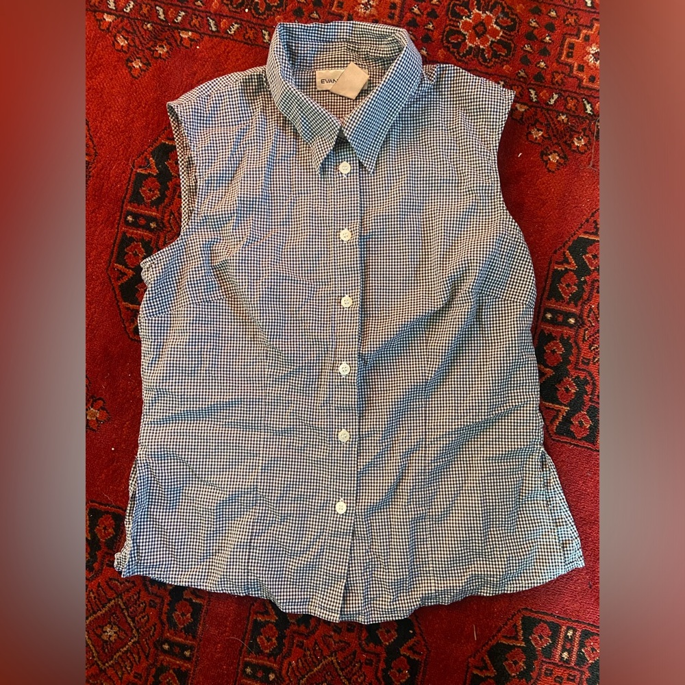 Navy and White Plaid Button UP Tank